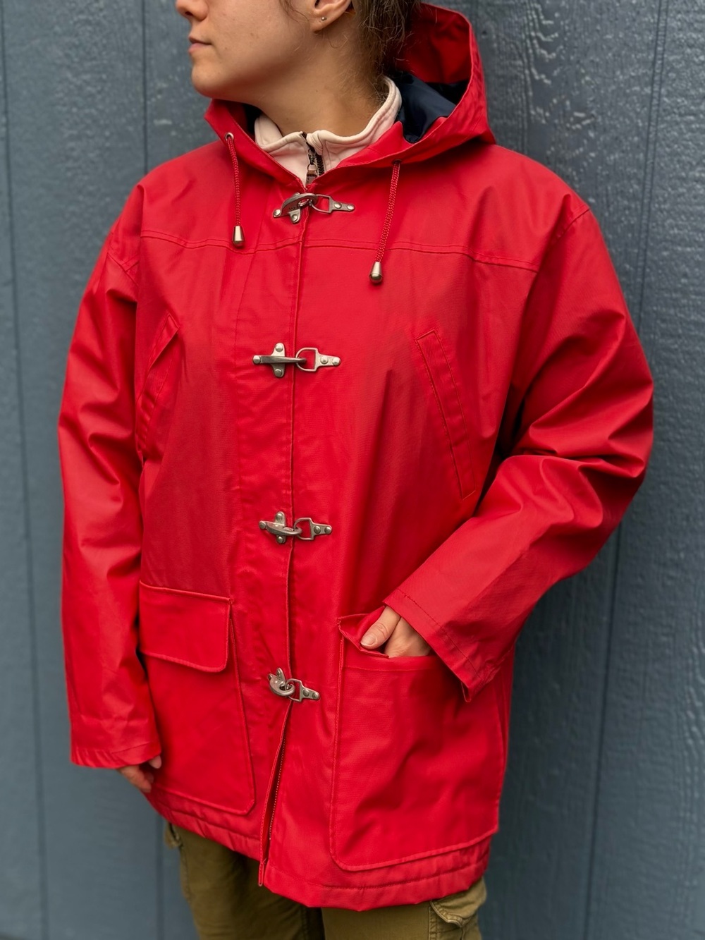 Vintage London Fog Red Fleece Lined Rain Coat